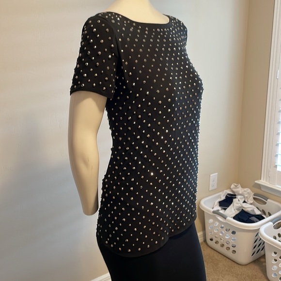 Milly studded black top SILK size 4 EUC - Picture 4 of 10